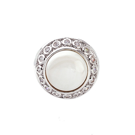 silver white stone ring